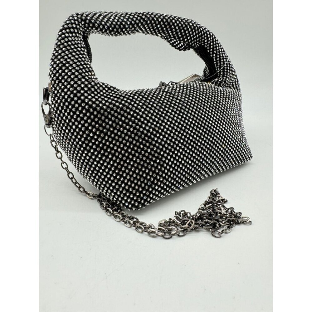 AQUA Maeve Reilly rhinestone embellished women's mini hobo shoulder bag -BLACK - Picture 5 of 5